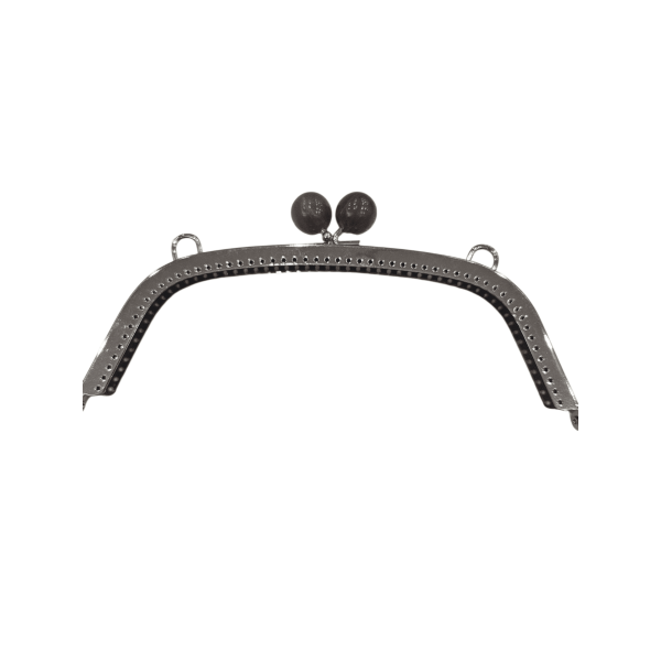 METAL ÇANTA KLİPSİ 22 CM NİKEL KAHVE BONCUKLU