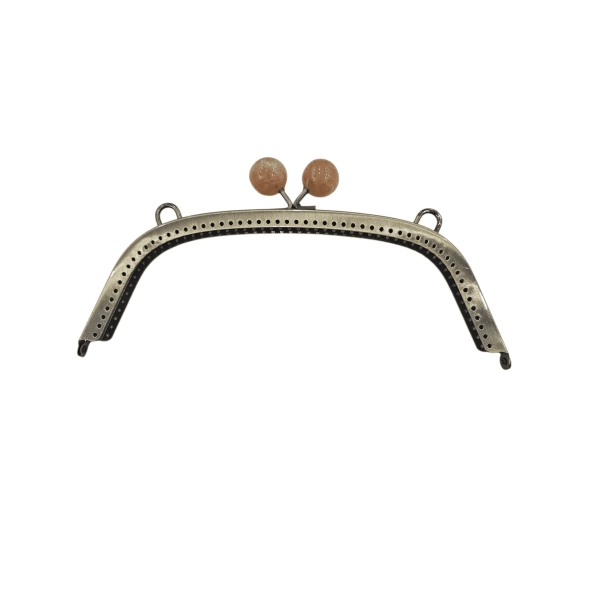 METAL ÇANTA KLİPSİ 22 CM ANTİK BAL RENGİ BONCUKLU