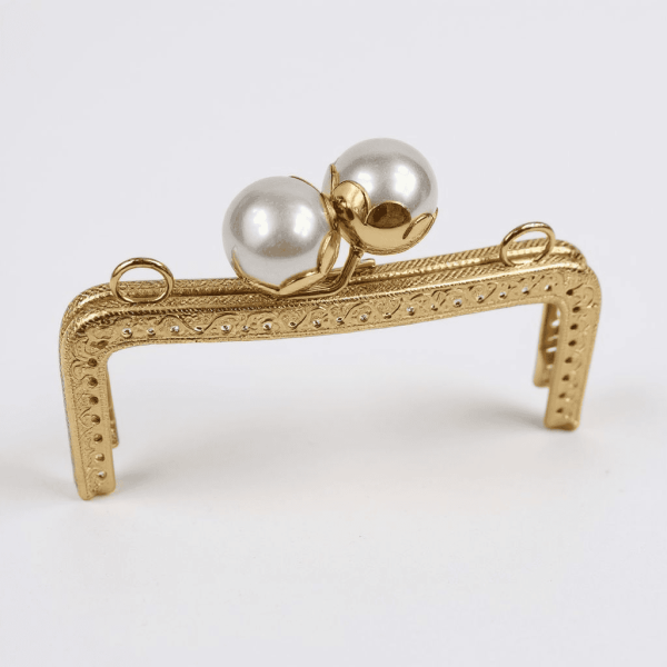 METAL ÇANTA KLİPSİ İNCİLİ 16 CM GOLD