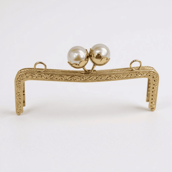METAL ÇANTA KLİPSİ İNCİLİ 20 CM GOLD