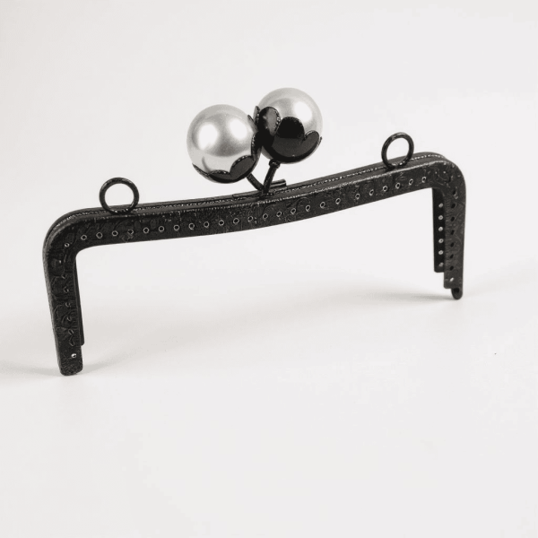 METAL ÇANTA KLİPSİ İNCİLİ 20 CM SİYAH