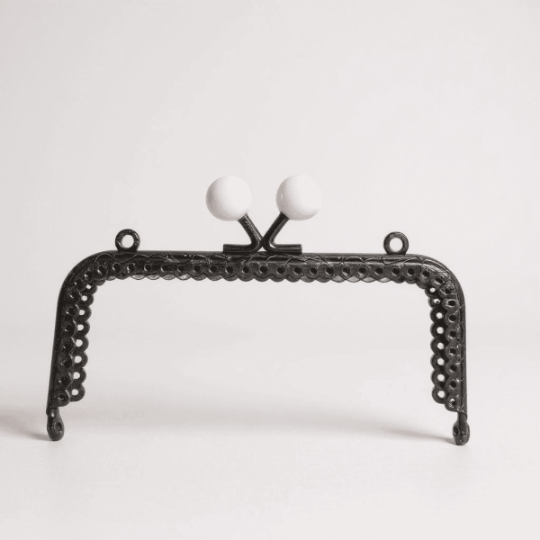 METAL CÜZDAN KLİPSİ 12.5 CM SİYAH BEYAZ BONCUKLU