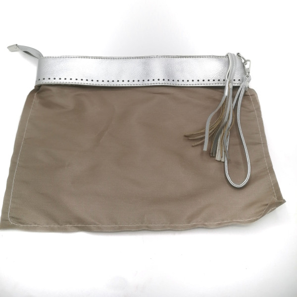 CLUTCH LINED BAG GÜMÜŞ BÜYÜK